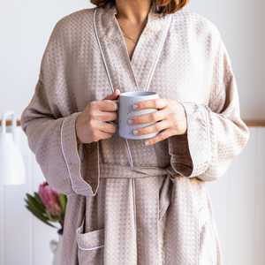 Bamboo Waffle Robe in Camel