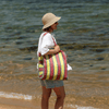 Beach Carry Bag - Lemon and Rust Stripe