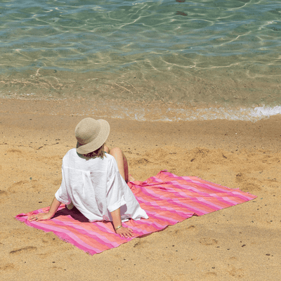 Cotton Fouta Towel - Bronte Stripe in Pink