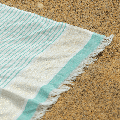 Cotton Fouta Towel - Green Stripe