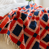 Marli Cotton Slub Throw in Burnt Orange and Navy