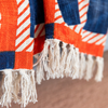 Marli Cotton Slub Throw in Burnt Orange and Navy