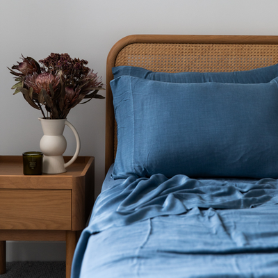 Organic Bamboo Stone Washed Sheet Set - Denim