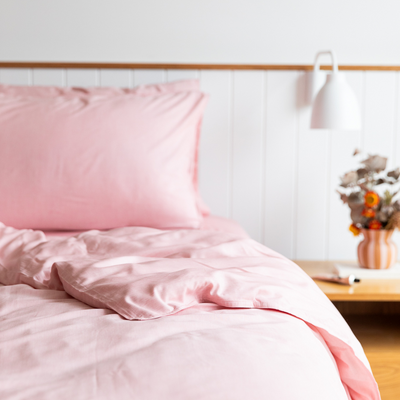 Plant Dyed Organic Bamboo Silk Quilt Cover Set in Rose