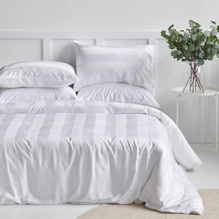 Pure Linen Wide Stripe Warm White Euro Pillow Sham + Reviews